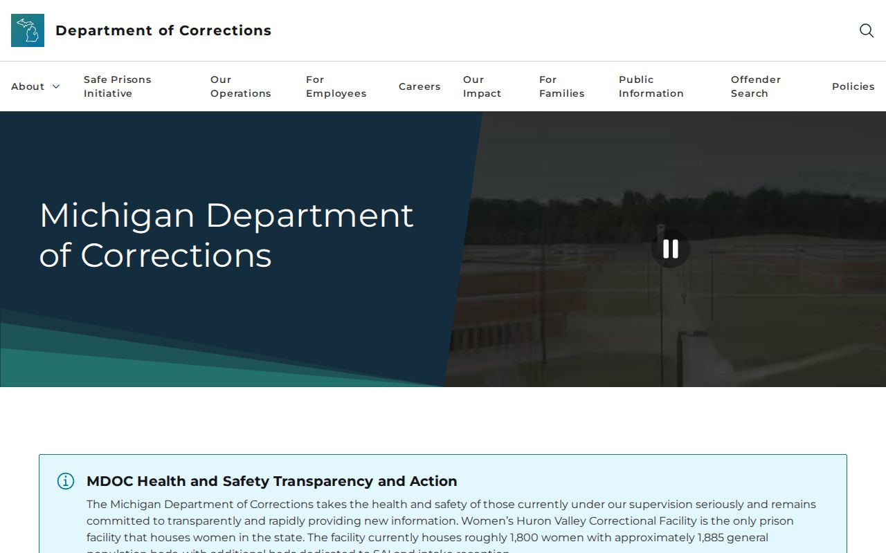 Michigan Department of Corrections source for released inmate records
