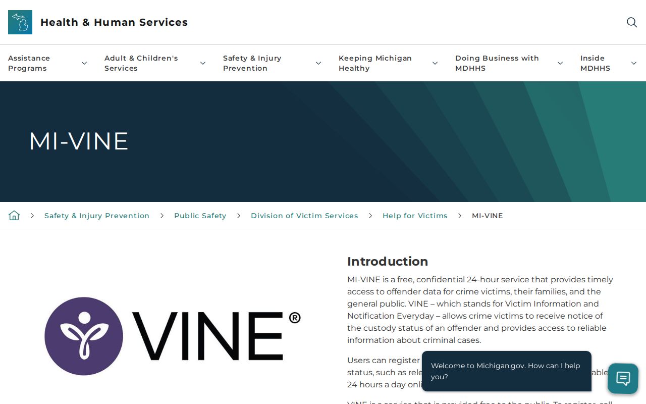 Official Michigan MI-VINE release notification guidance