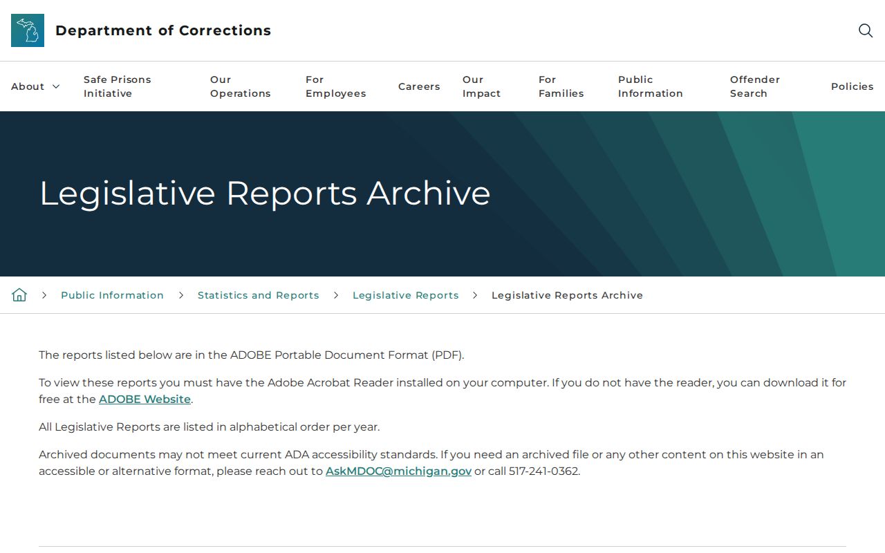 Michigan parole decisions reports related to released inmates